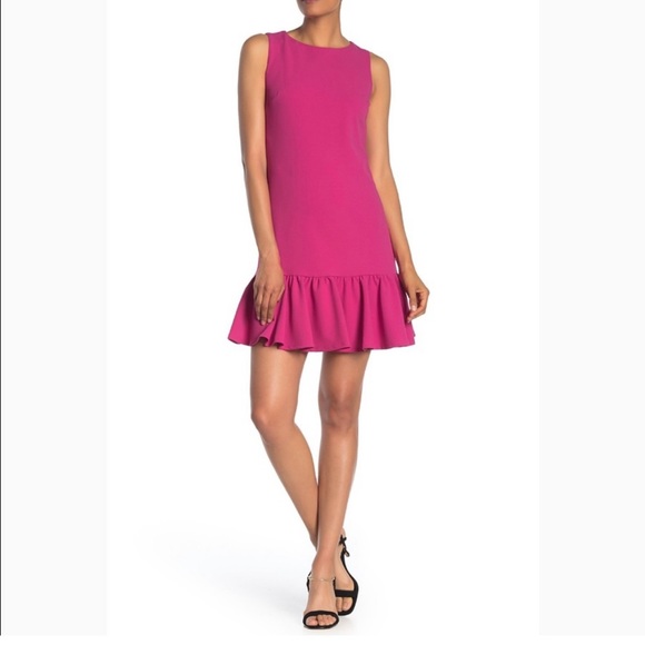 Betsey Johnson Dresses & Skirts - ❤️ BETSEY JOHNSON ~ Wonderfully Bright Pink Ruffle Hem Shift Dress ~ Size 8